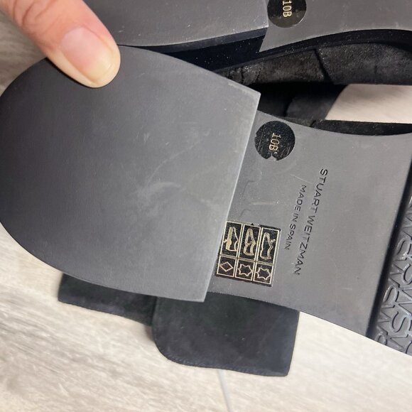 Stuart Weitzman 5050 Bold Zip Bootie Ankle Boots Black Suede US 10 - Made SPAIN - Picture 11 of 12